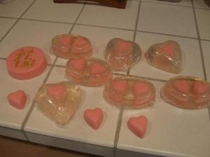 heart-motif soaps with a romantic floral fragrance