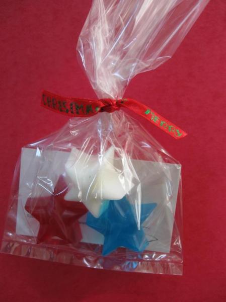 A Patriotic Christmas Red-White-Blue Stars set - $2.50 (approx 1.15oz) - Litsea Cubeba scent [Also available in 2 stars red-green sets for $1.25]
